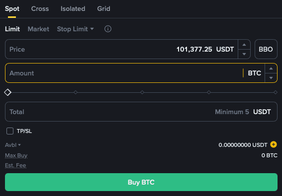 Placing a limit buy order