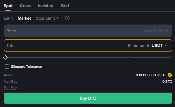 Placing a market buy order